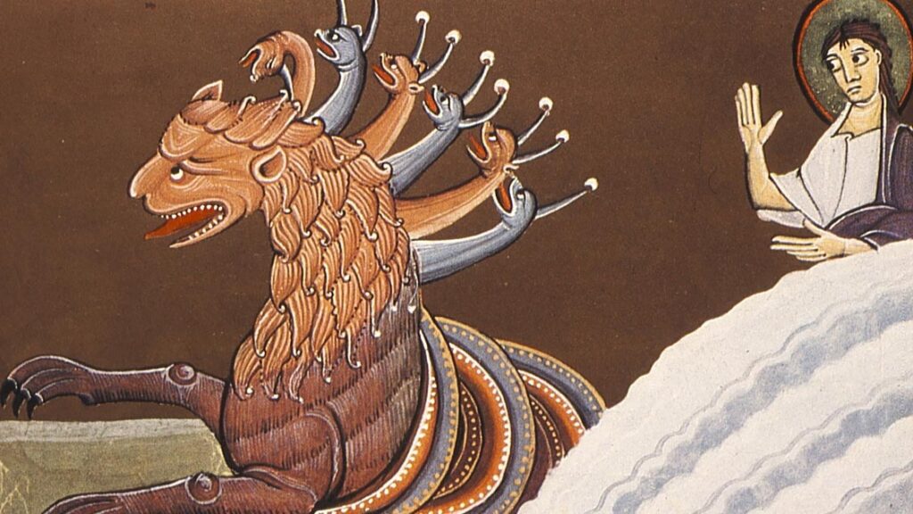 BambergApocalypseFolio032vBeastFromSeaWith7Heads r